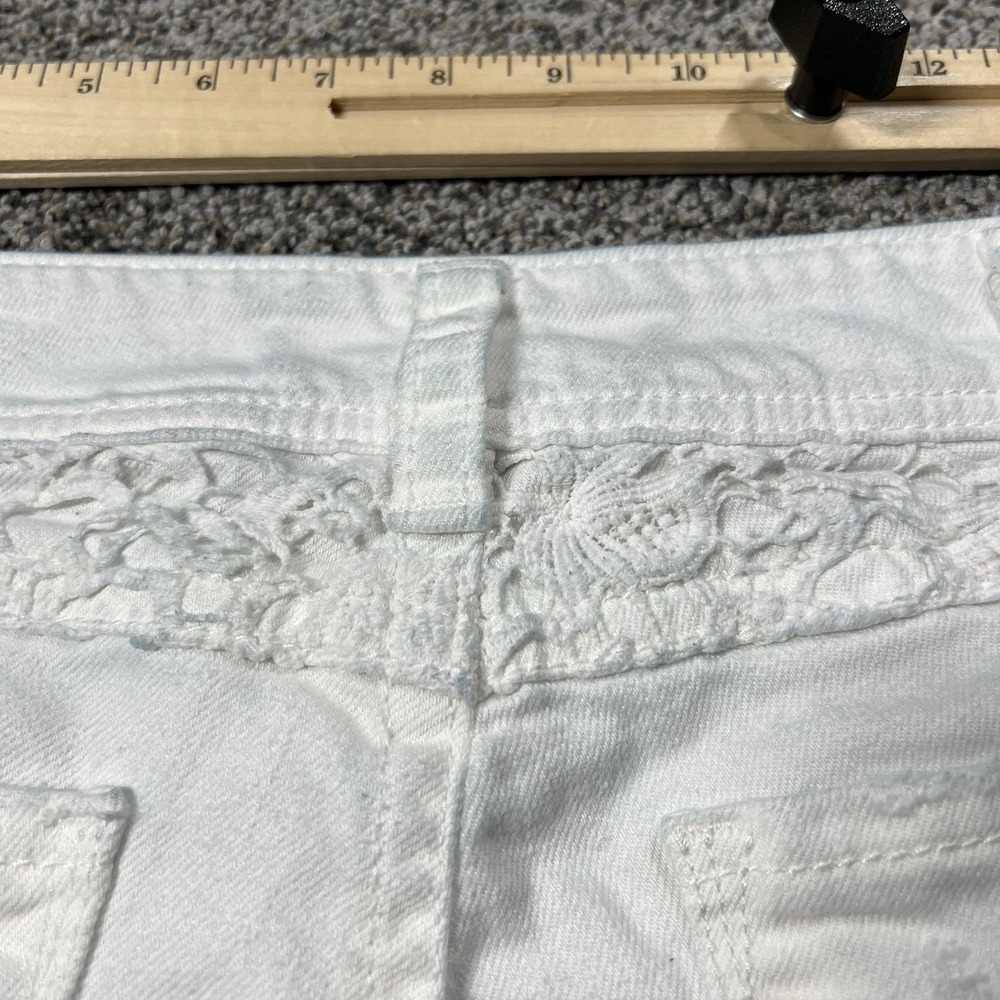 Silver Jeans Womens 31 White Suki Mid Capri 25" Lace Mid Rise Stretch Denim - Picture 10 of 16